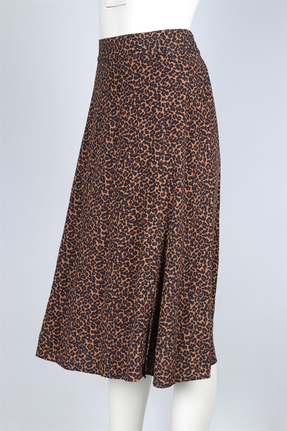 SEZANE BROWN VISCOSE MIDI SKIRT FR 44 UK 16