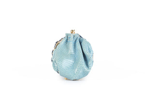 SHANA LONDON BLUE CRYSTAL AND PYTHON CLUTCH