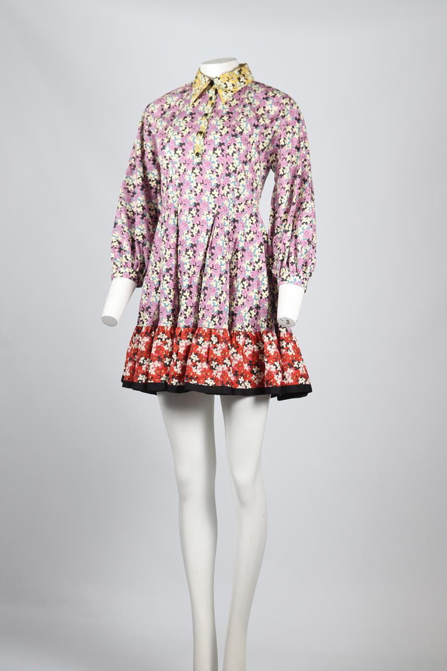 VALENTINO FLORAL PRINT COTTON MINI DRESS IT 36 UK 4
