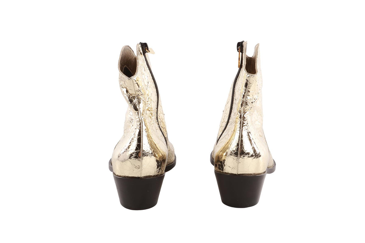 GINA GOLD LEATHER ANKLE BOOTS EU 40 UK 7