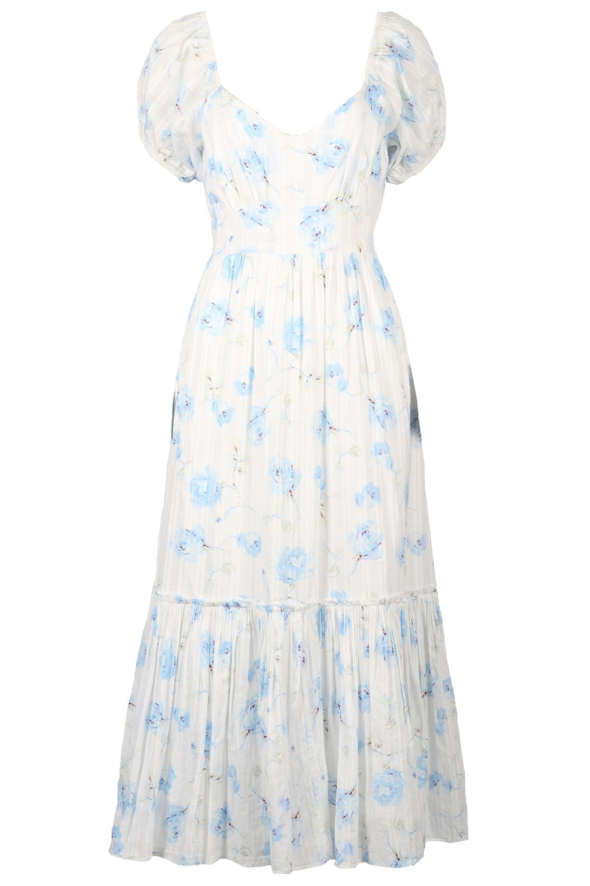 LOVESHACKFANCY FLORAL PRINT COTTON MAXI DRESS US 6 UK 10