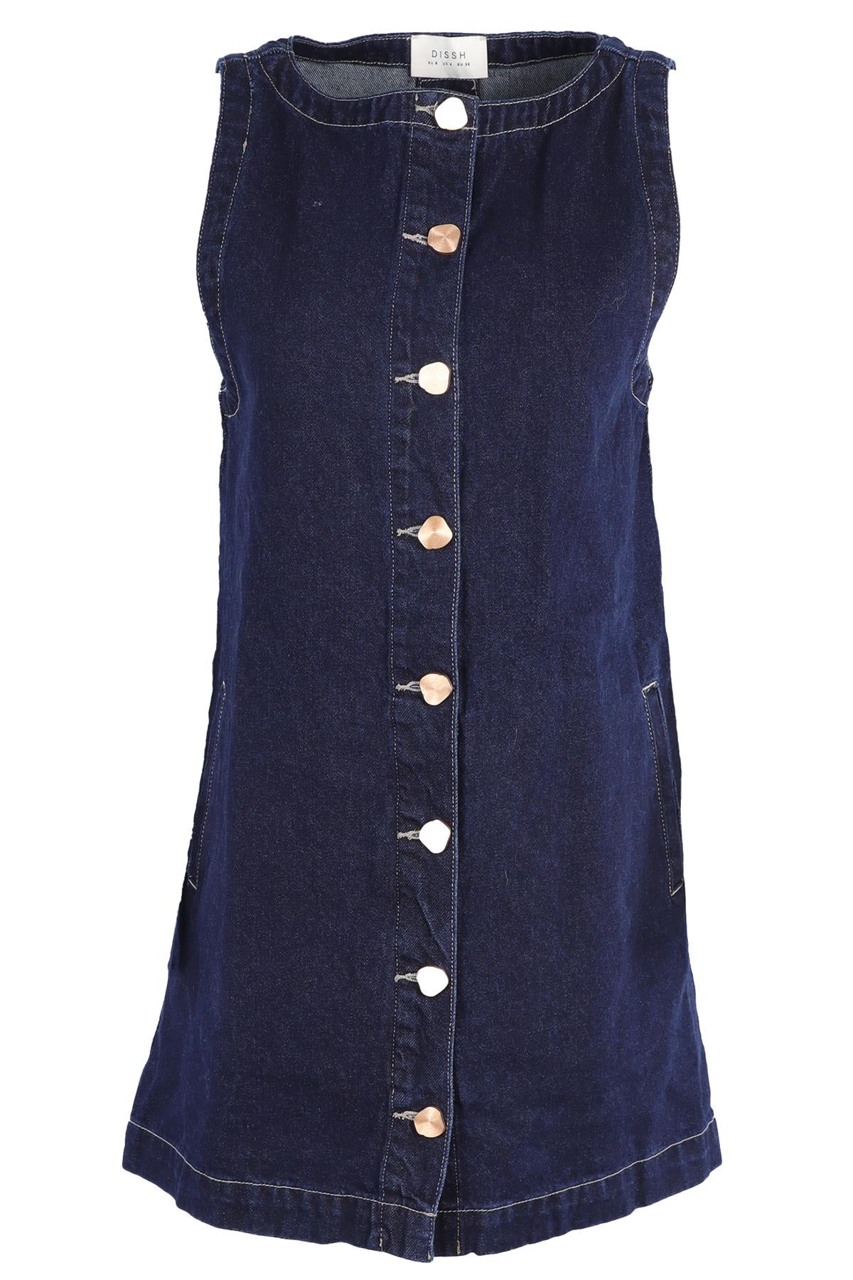 DISSH NAVY DENIM MINI DRESS AU 8 UK 8