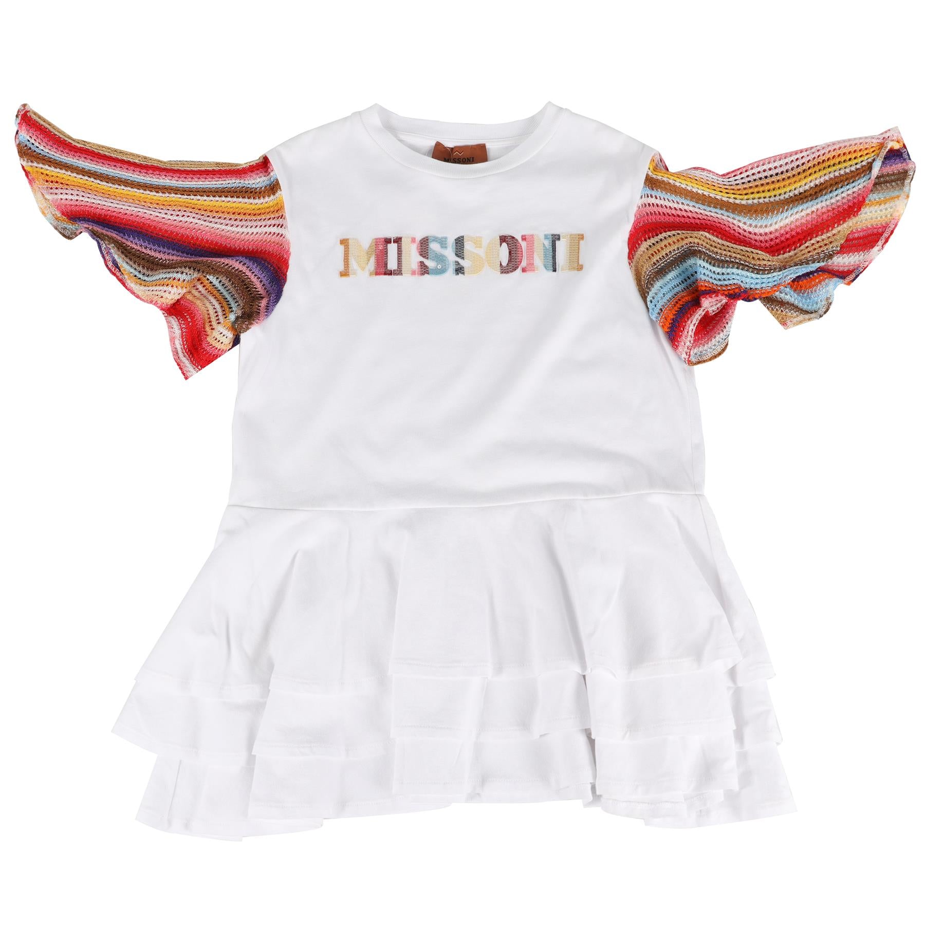 MISSONI WHITE KIDS GIRLS COTTON DRESS 4 YEARS