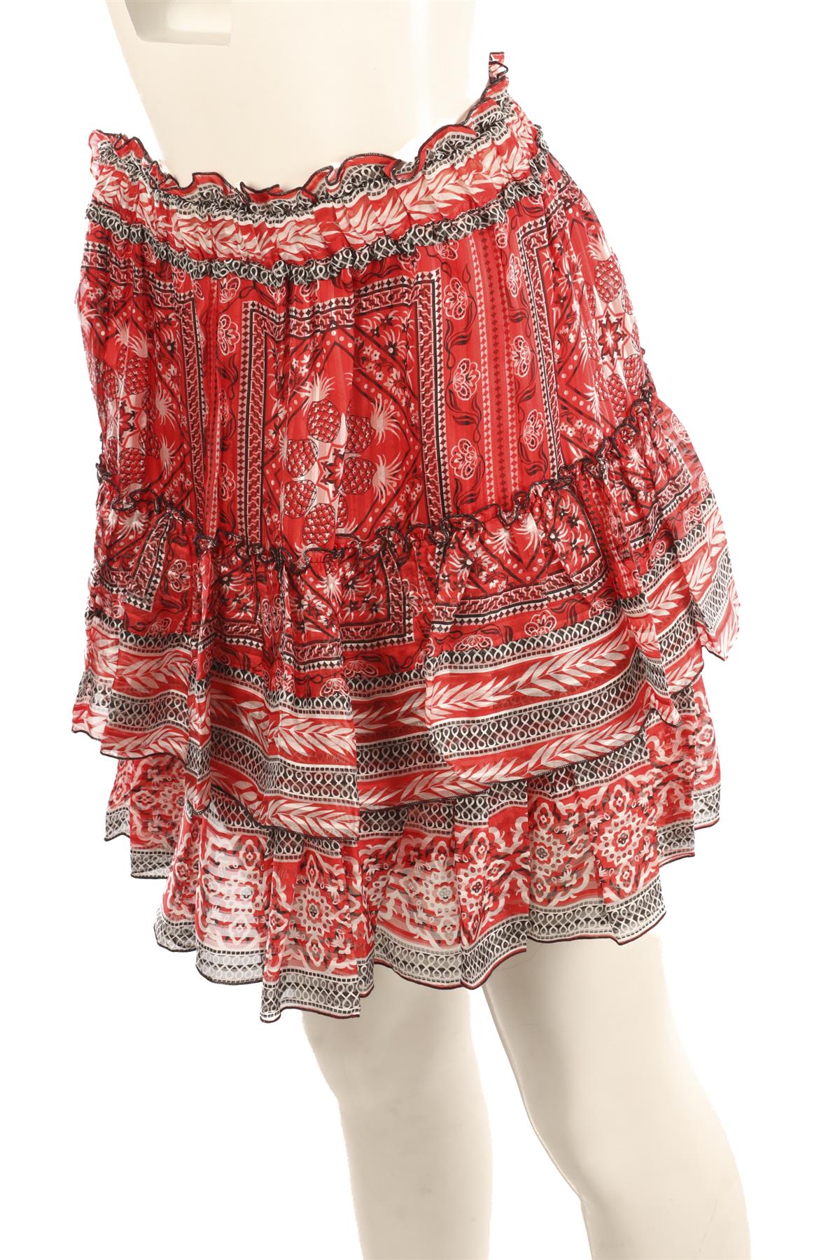 ISABEL MARANT RED SILK MINI SKIRT FR 38 UK 10
