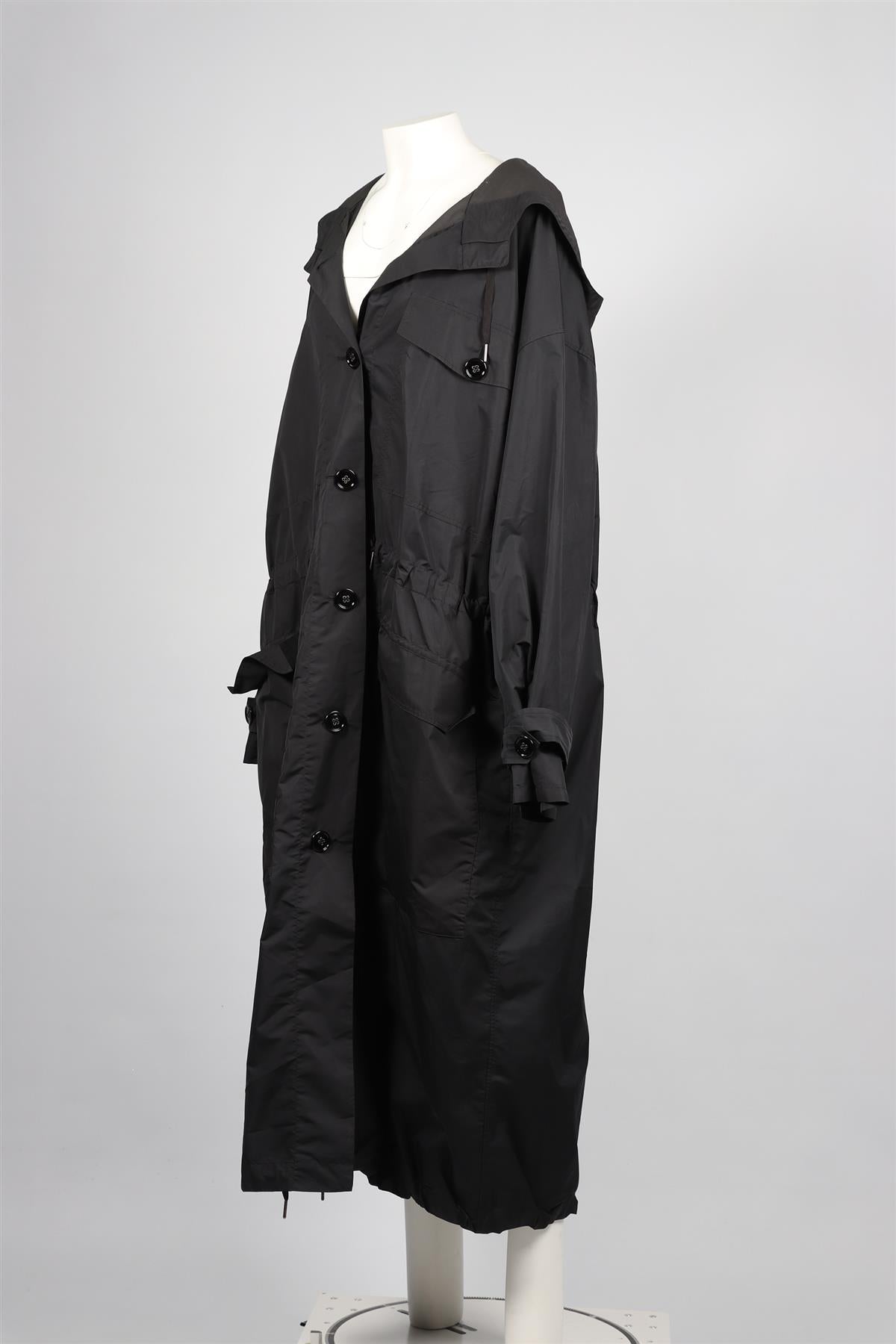 YVES SAINT LAURENT BLACK VINTAGE NYLON COAT FR 38 UK 10