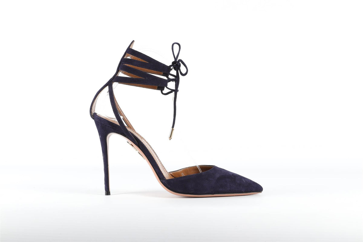 AQUAZZURA BLUE SUEDE PUMPS EU 37.5 UK 4.5 US 7.5