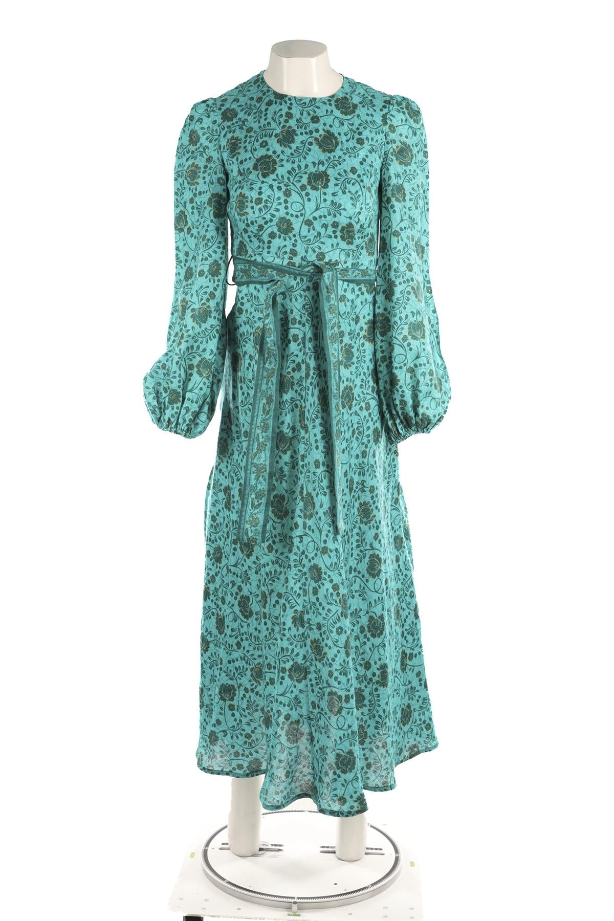 ZIMMERMANN GREEN LINEN MAXI DRESS 0 UK 8