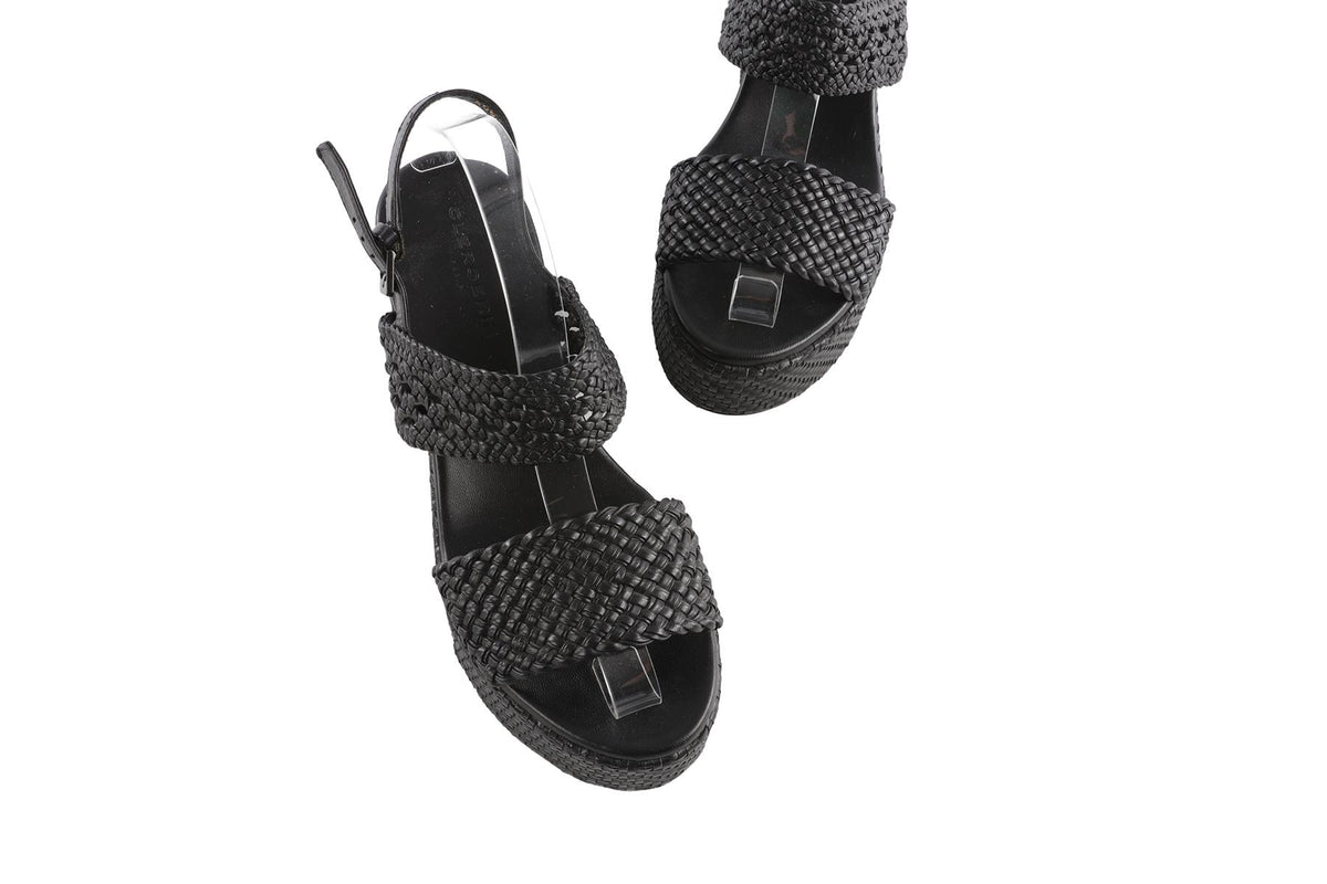 ROBERT CLERGERIE BLACK LEATHER PLATFORM SANDALS EU 40 UK 7 US 10