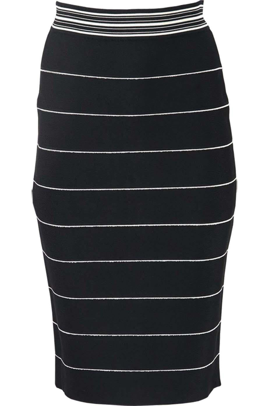 HERVÉ LÉGER STRIPED BANDAGE MIDI SKIRT LARGE