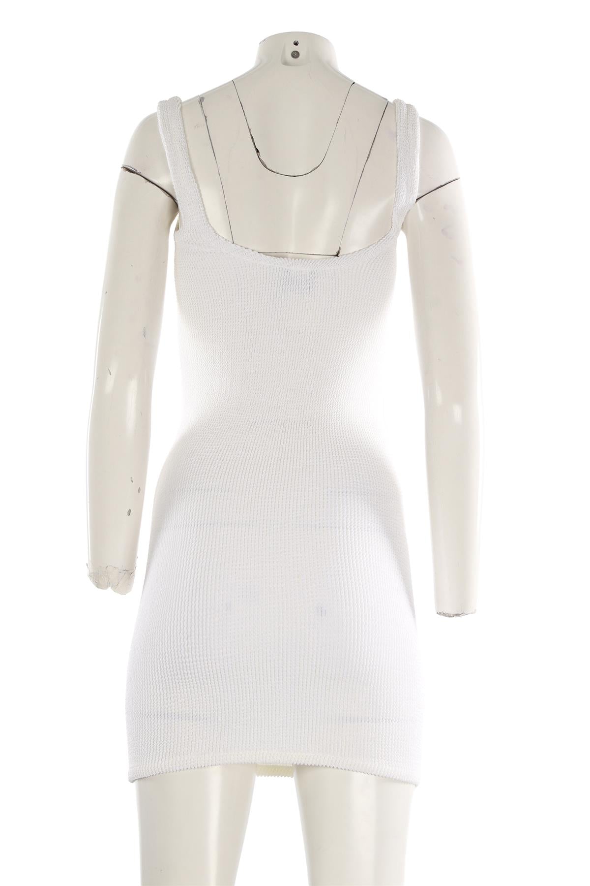 HUNZA G WHITE KNIT MINI DRESS XSMALL