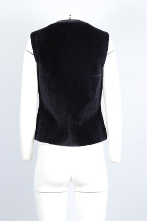 MANRICO CASHMERE NAVY CASHMERE AND FUR GILET MEDIUM