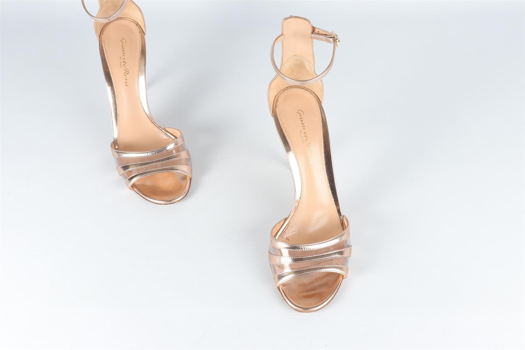 GIANVITO ROSSI GOLD LEATHER SANDALS EU 38 UK 5 US 8