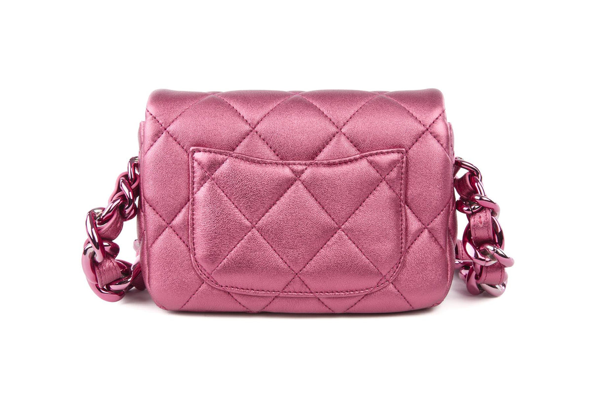CHANEL PINK 2024 FLAP SMALL QUILTED LEATHER SHOULDER BAG