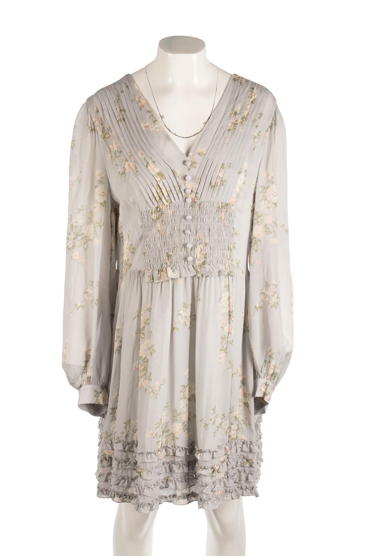 THE KOOPLES BLUE CREPE MINI DRESS UK 12