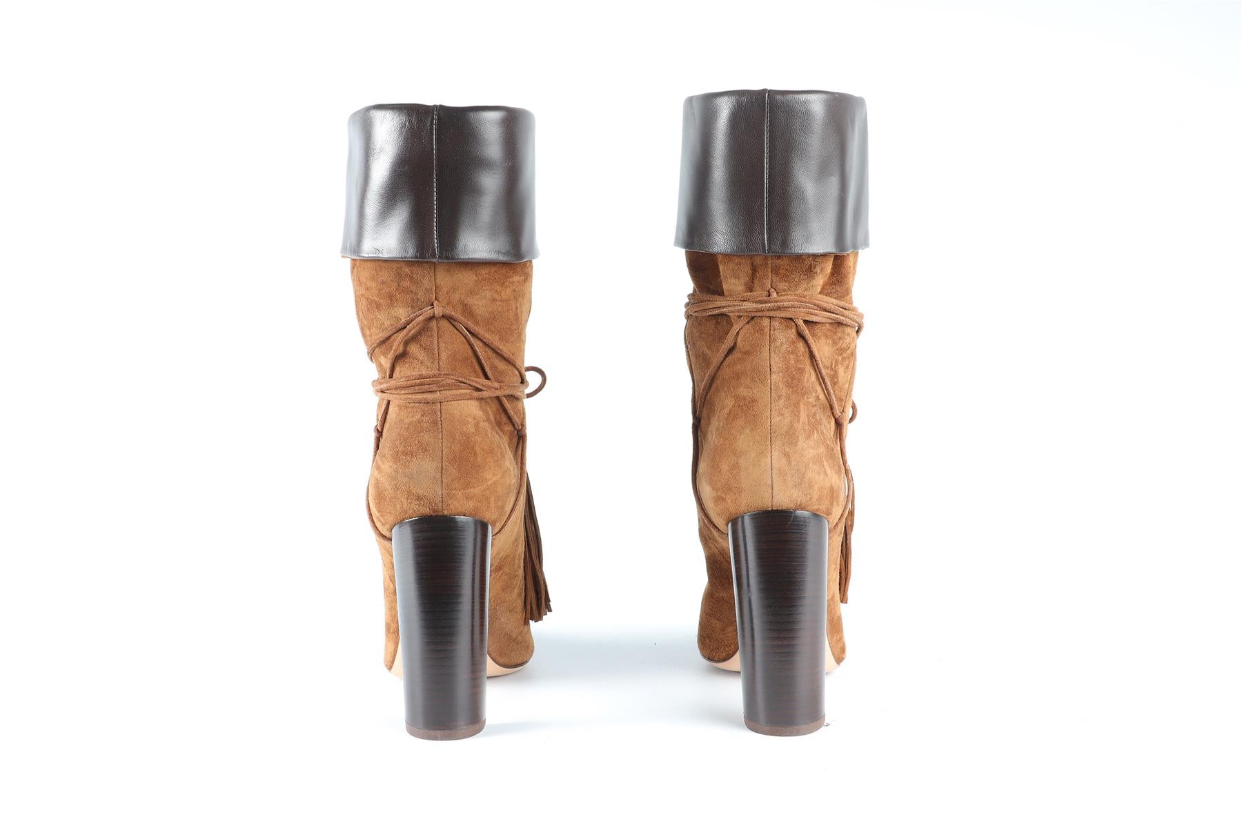 SAINT LAURENT BROWN SUEDE ANKLE BOOTS EU 39.5 UK 6.5 US 9.5