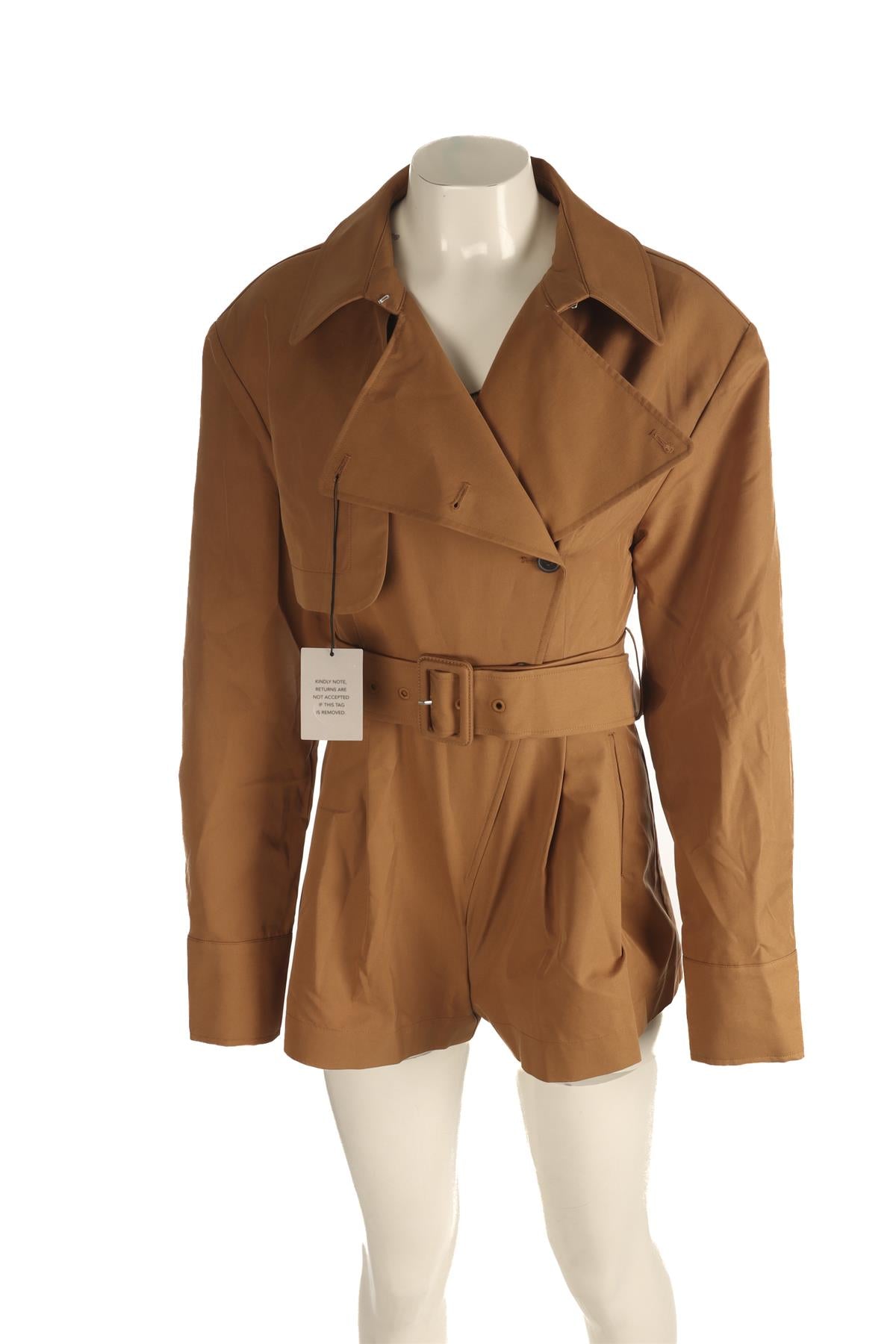 HELSA TAN COTTON PLAYSUIT XSMALL