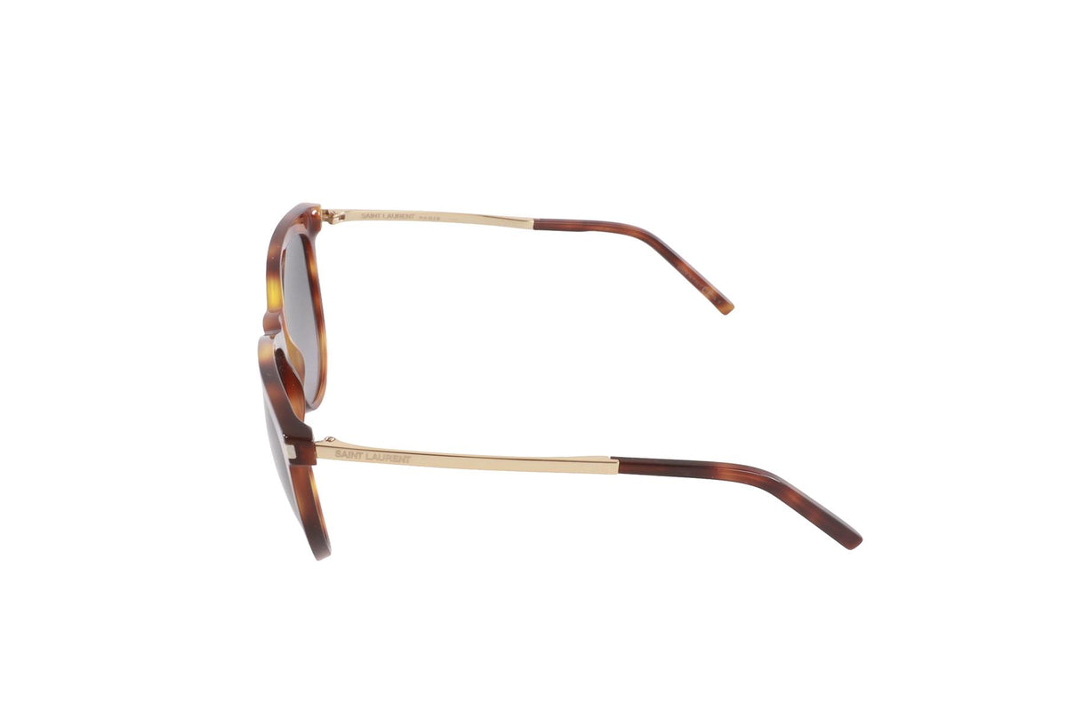 SAINT LAURENT BROWN ROUND FRAME ACETATE SUNGLASSES