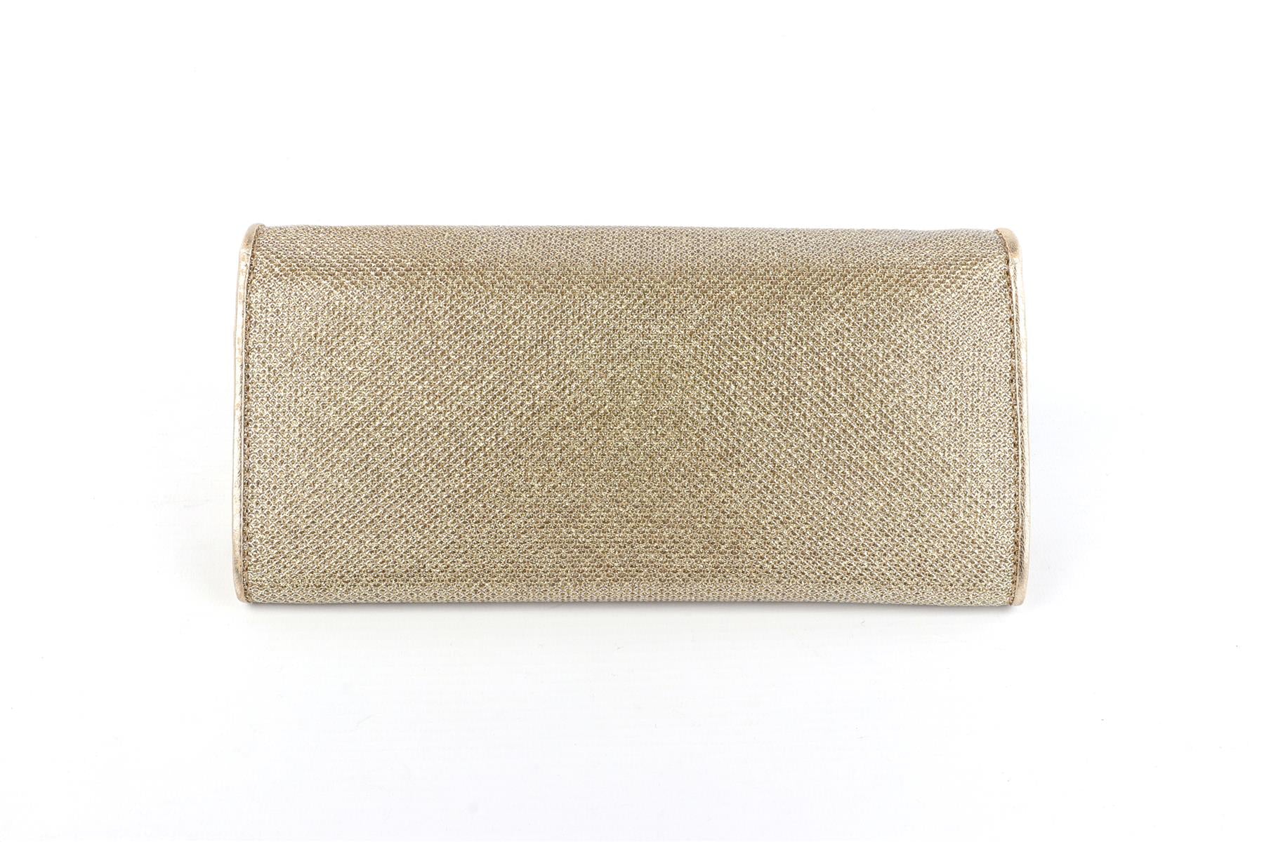 JIMMY CHOO GOLD FABRIC CLUTCH