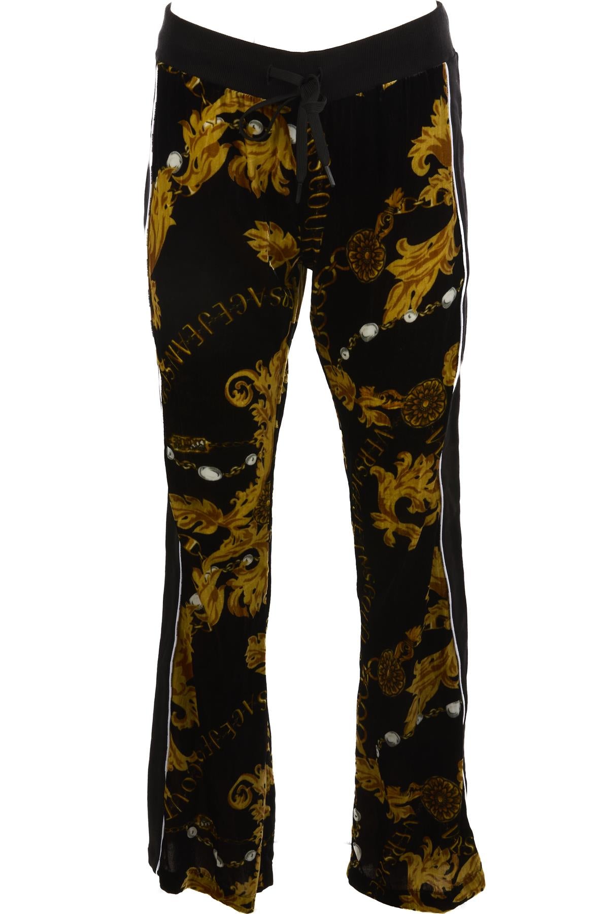 VERSACE JEANS COUTURE BLACK VELVET STRAIGHT LEG PANTS MEDIUM