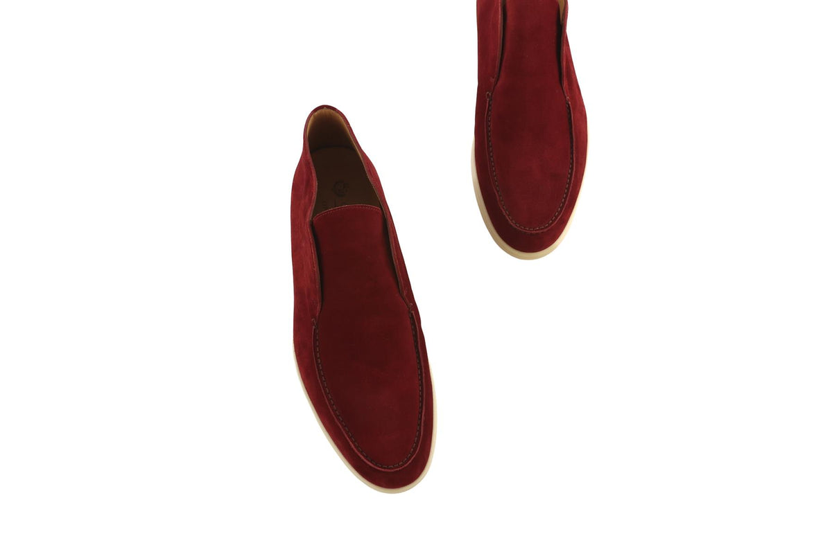 LORO PIANA RED MEN'S OPEN WALK SUEDE ANKLE BOOTS EU 42 UK 8 US 9