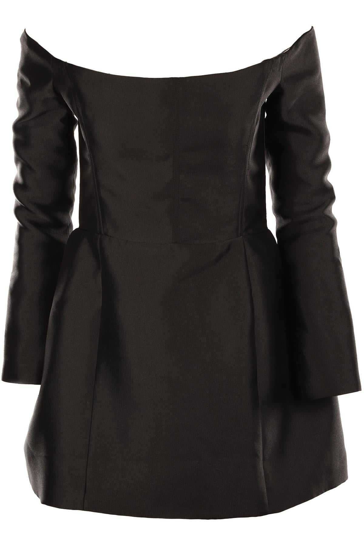 SILVIA ASTORE BLACK SATIN MINI DRESS IT 40 UK 8