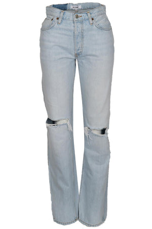 RE/DONE DISTRESSED HIGH RISE STRAIGHT LEG JEANS W25 UK 6-8