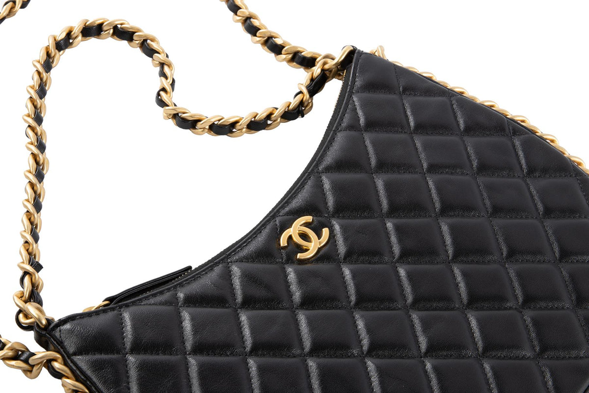CHANEL BLACK 2023 HOBO LARGE QUILTED LEATHER SHOULDER BAG