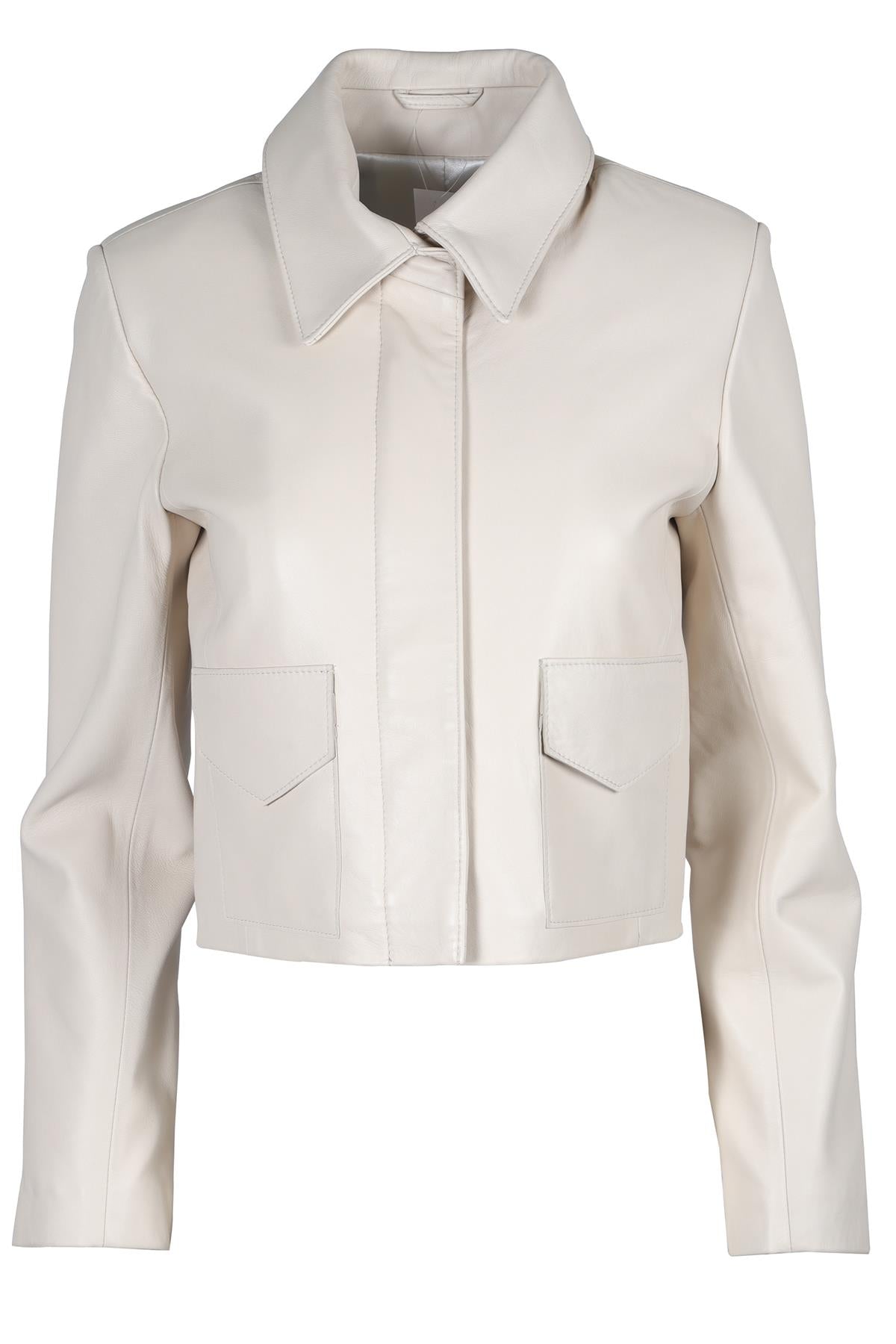 NOUR HAMMOUR GREY LEATHER JACKET FR 34 UK 6