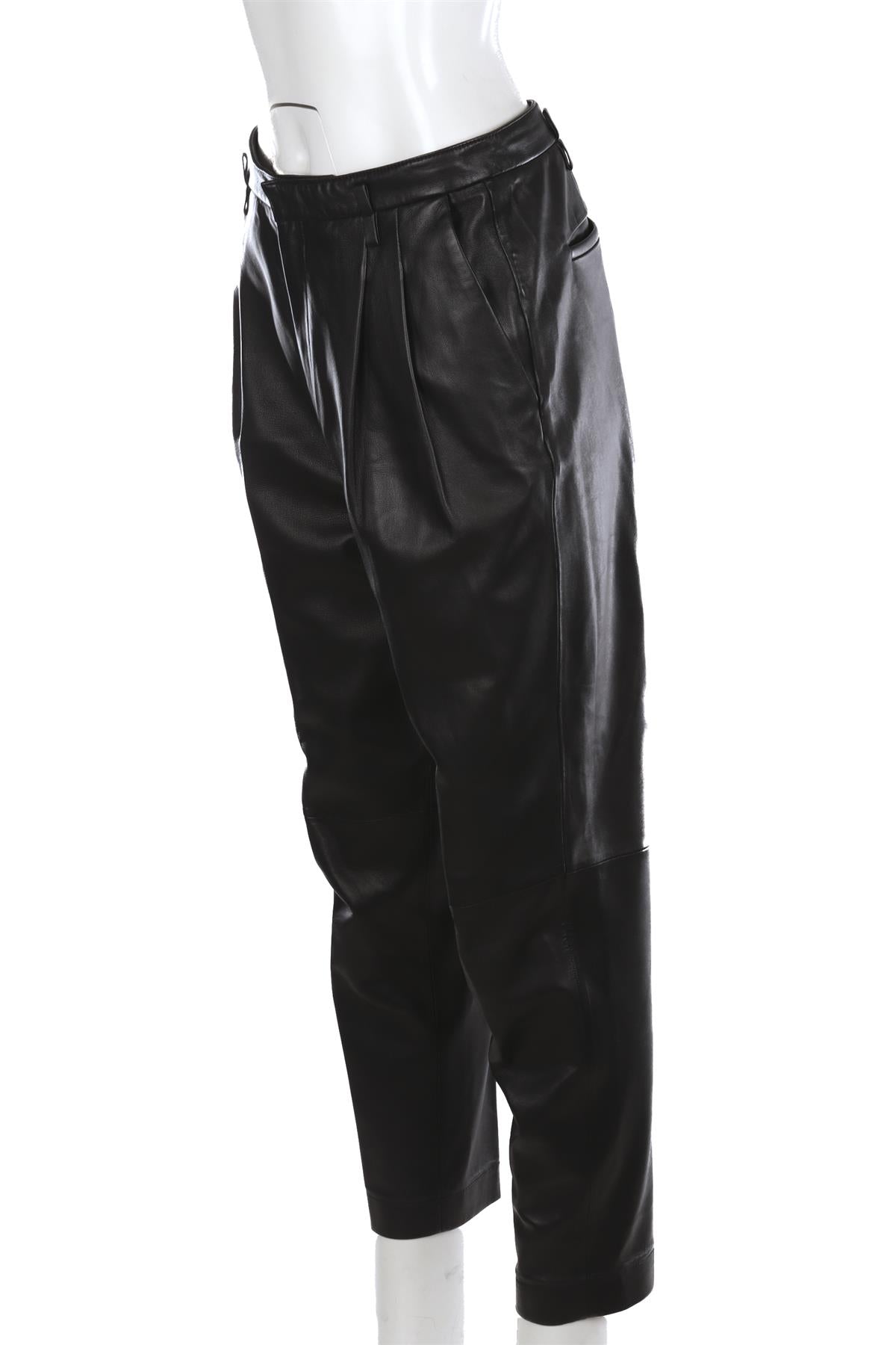 RED VALENTINO BLACK LEATHER TAPERED PANTS IT 42 UK 10