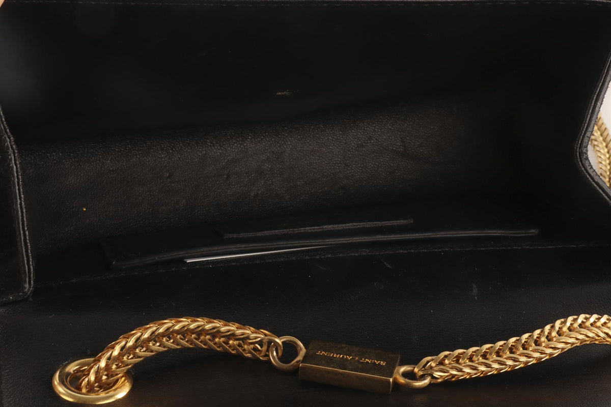SAINT LAURENT BLACK KATE SMALL TASSEL SUEDE SHOULDER BAG