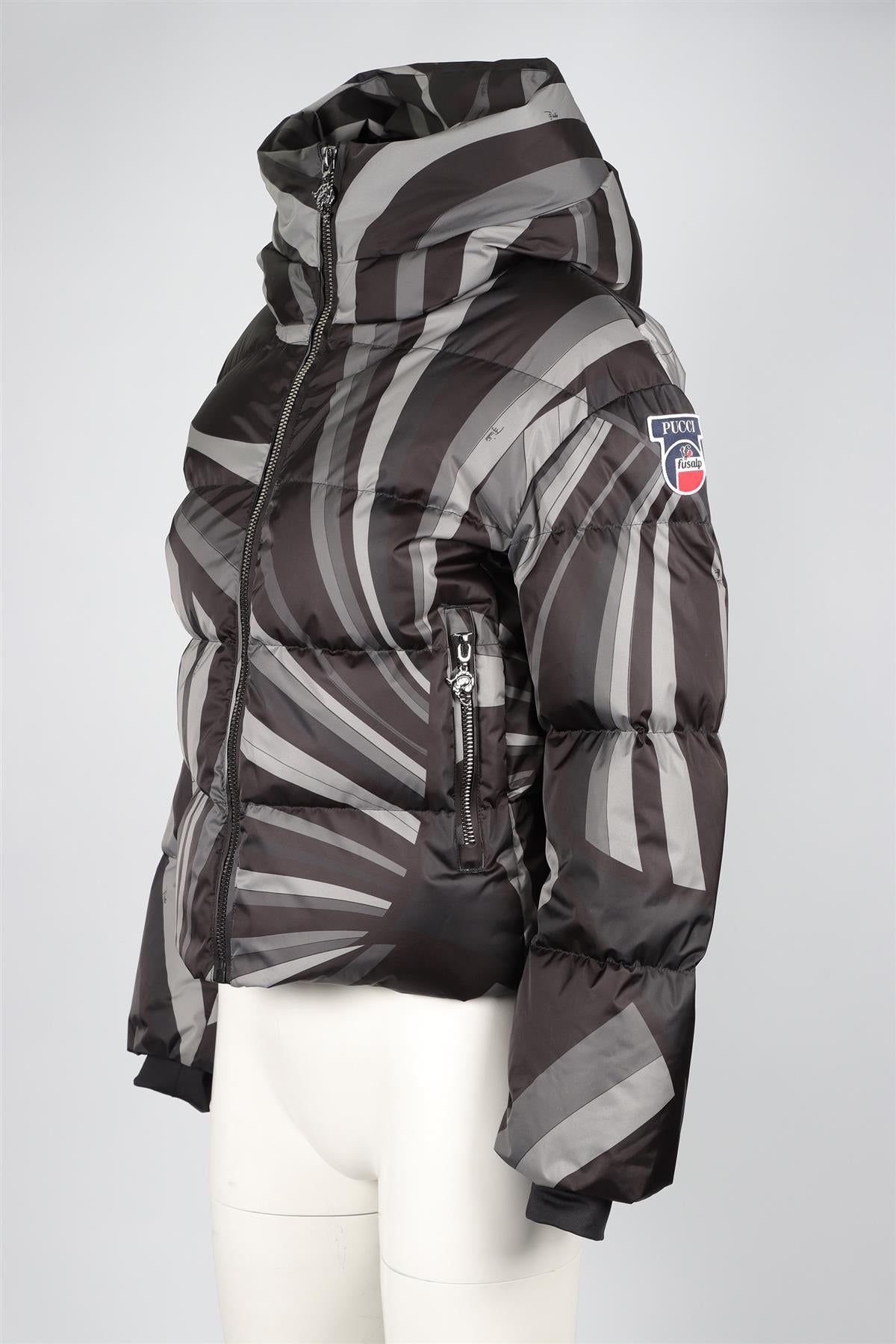 EMILIO PUCCI + FUSALP GREY PADDED DOWN JACKET FR 38 UK 10