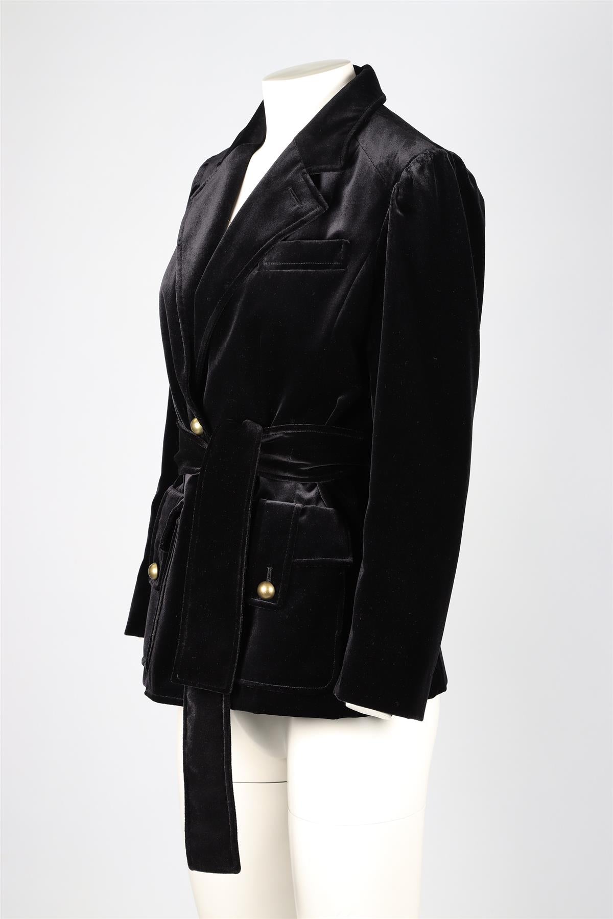 YVES SAINT LAURENT RIVE GAUCHE BLACK VELVET JACKET FR 42 UK 14