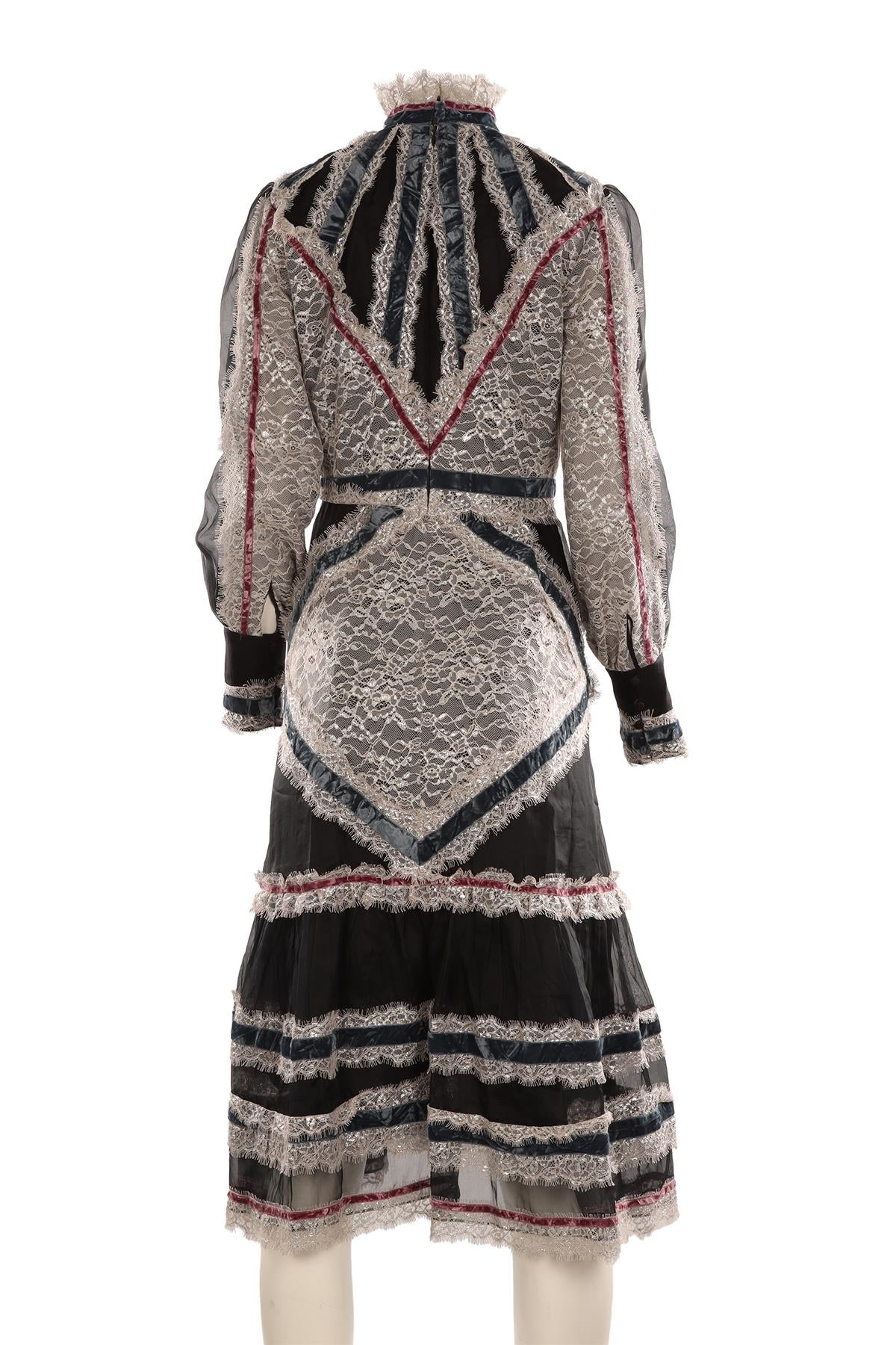 ERDEM BLACK SILK MIDI DRESS UK 10