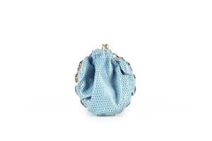 SHANA LONDON BLUE CRYSTAL AND PYTHON CLUTCH