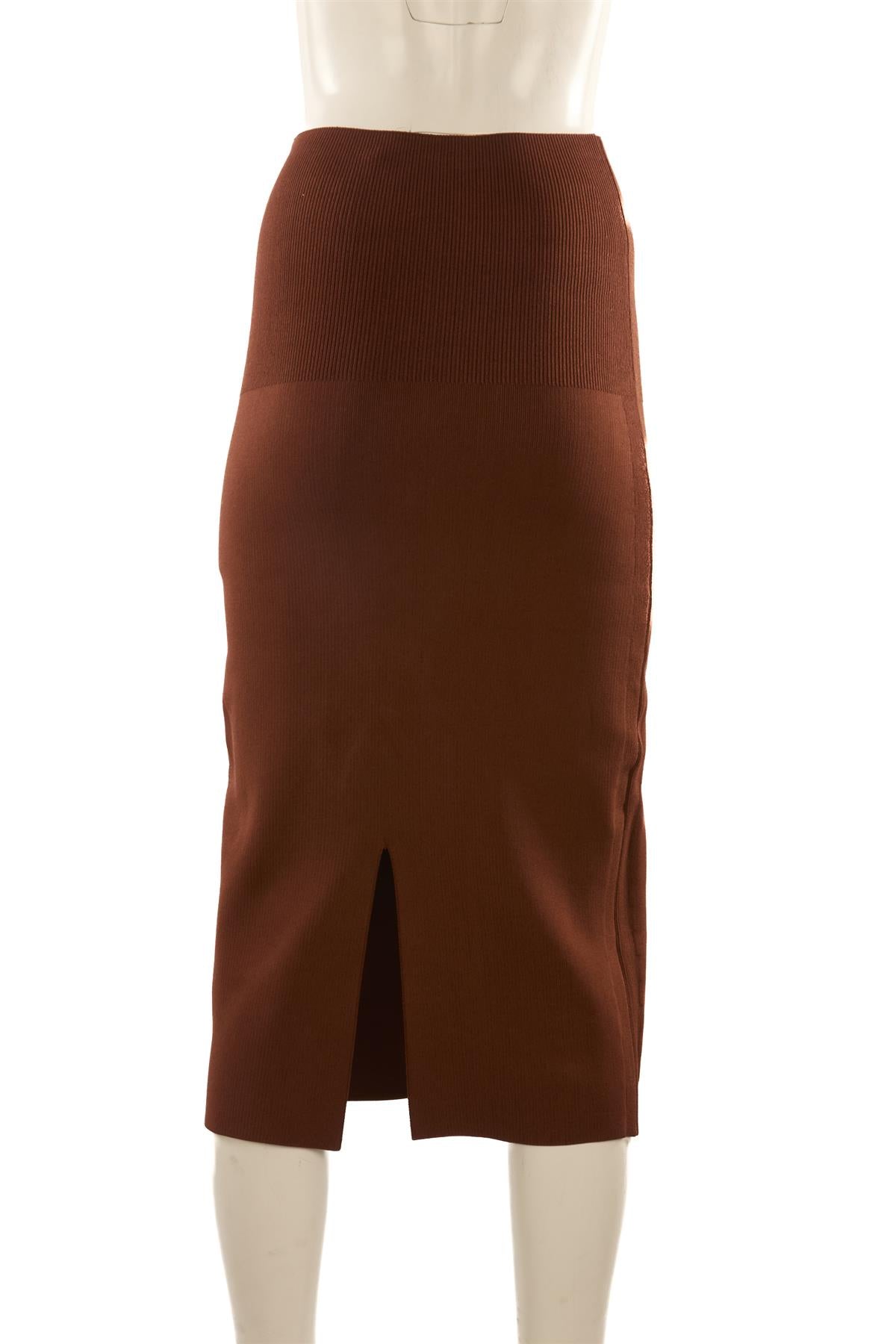 VB BODY BROWN KNIT MIDI SKIRT UK 6
