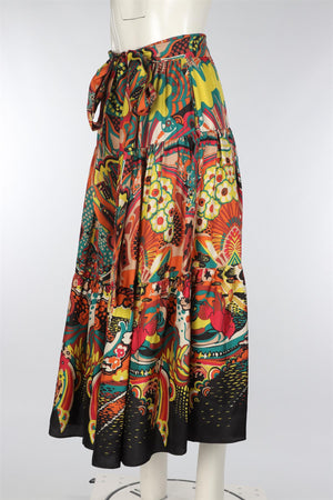 LE GONNE RUFFIANE + GRAND HOTEL TREMEZZO MULTI SILK MAXI SKIRT SMALL