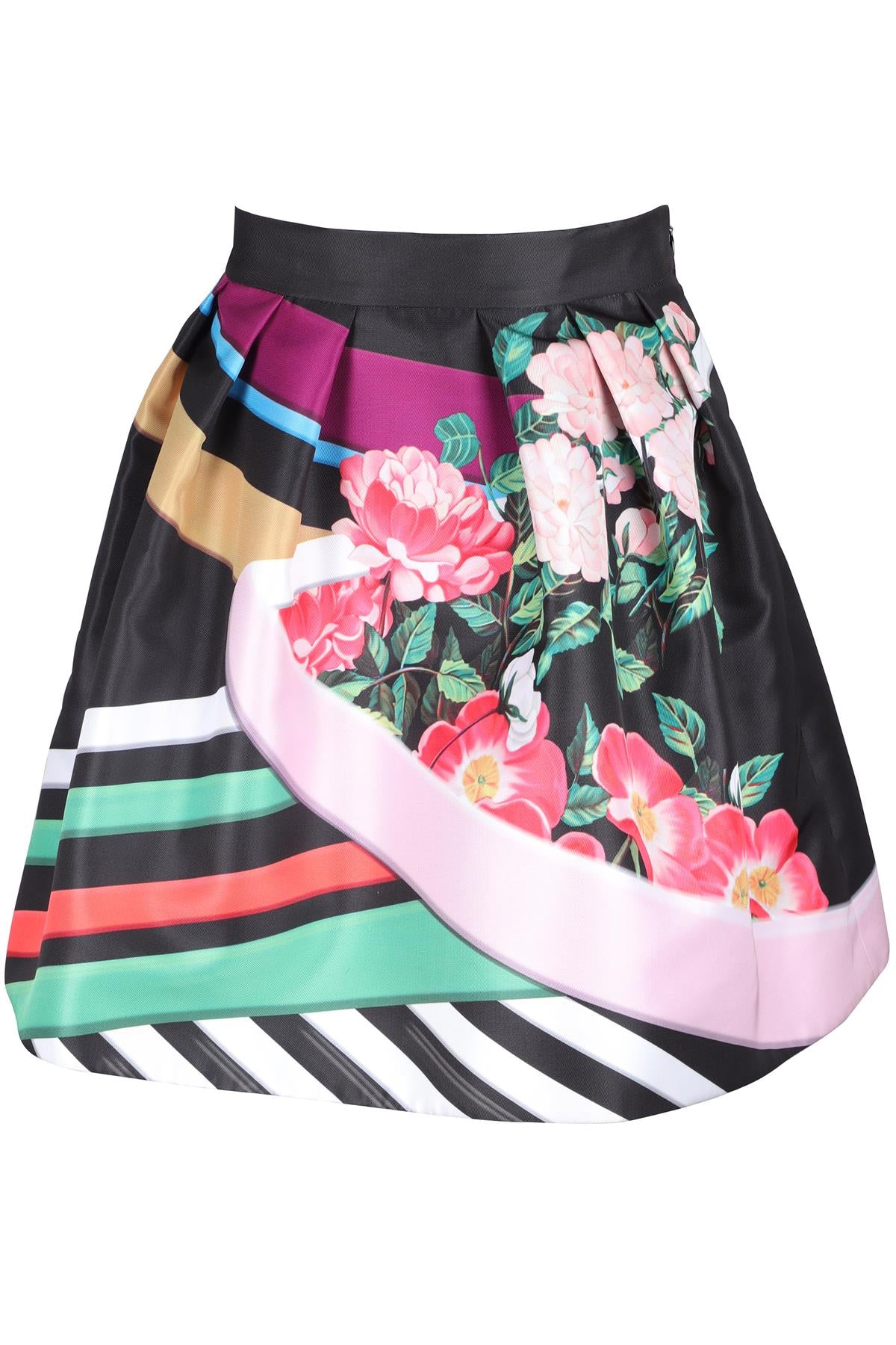 MARY KATRANTZOU MULTI SATIN MINI SKIRT UK 12