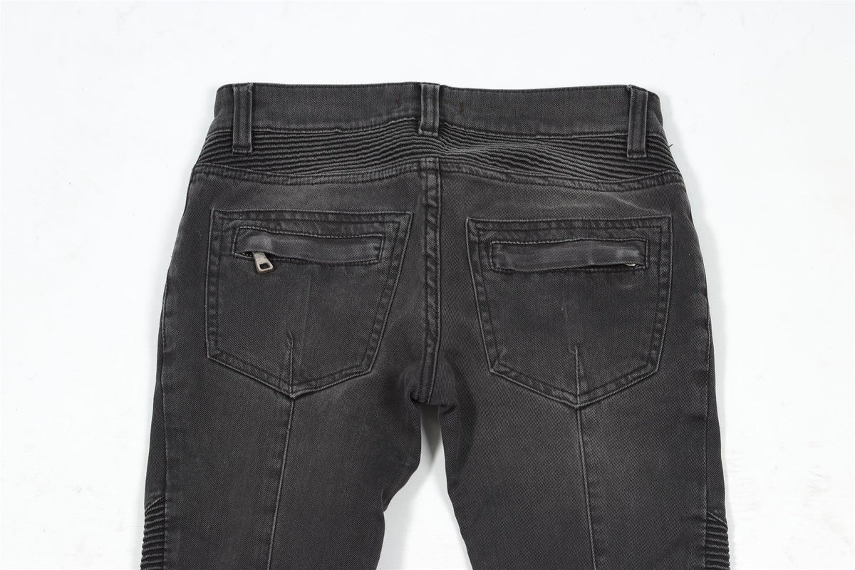 BALMAIN GREY LOW RISE SKINNY JEANS FR 34 UK 6