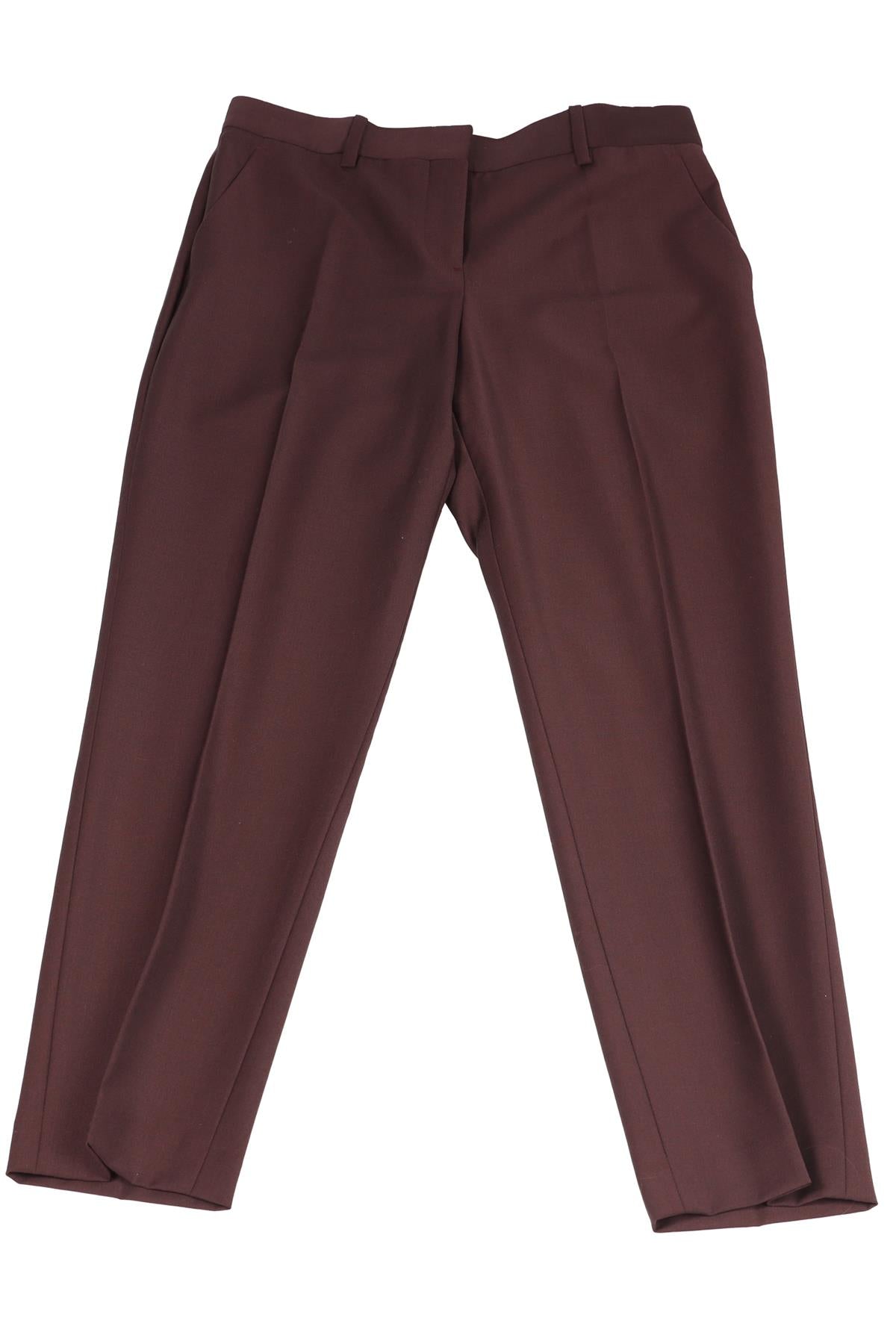 THEORY BURGUNDY WOOL BLEND STRAIGHT LEG PANTS US 2 UK 6