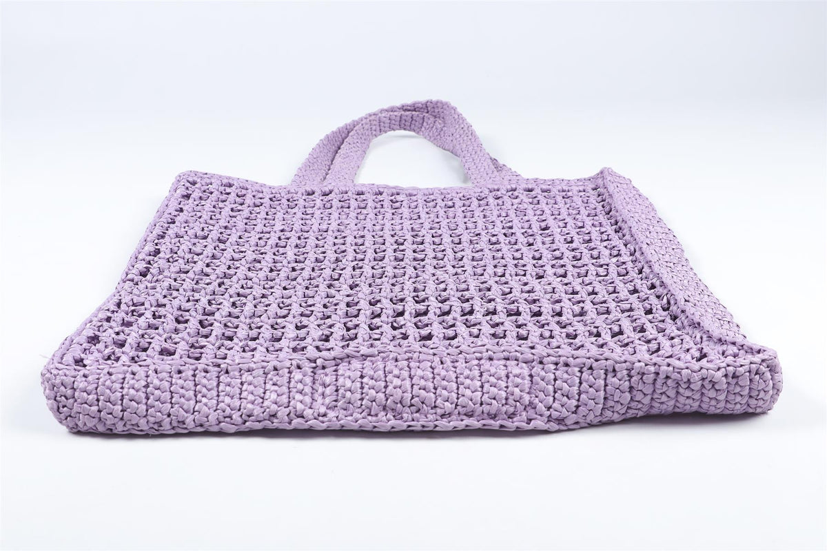 PRADA PURPLE RAFFIA TOTE BAG