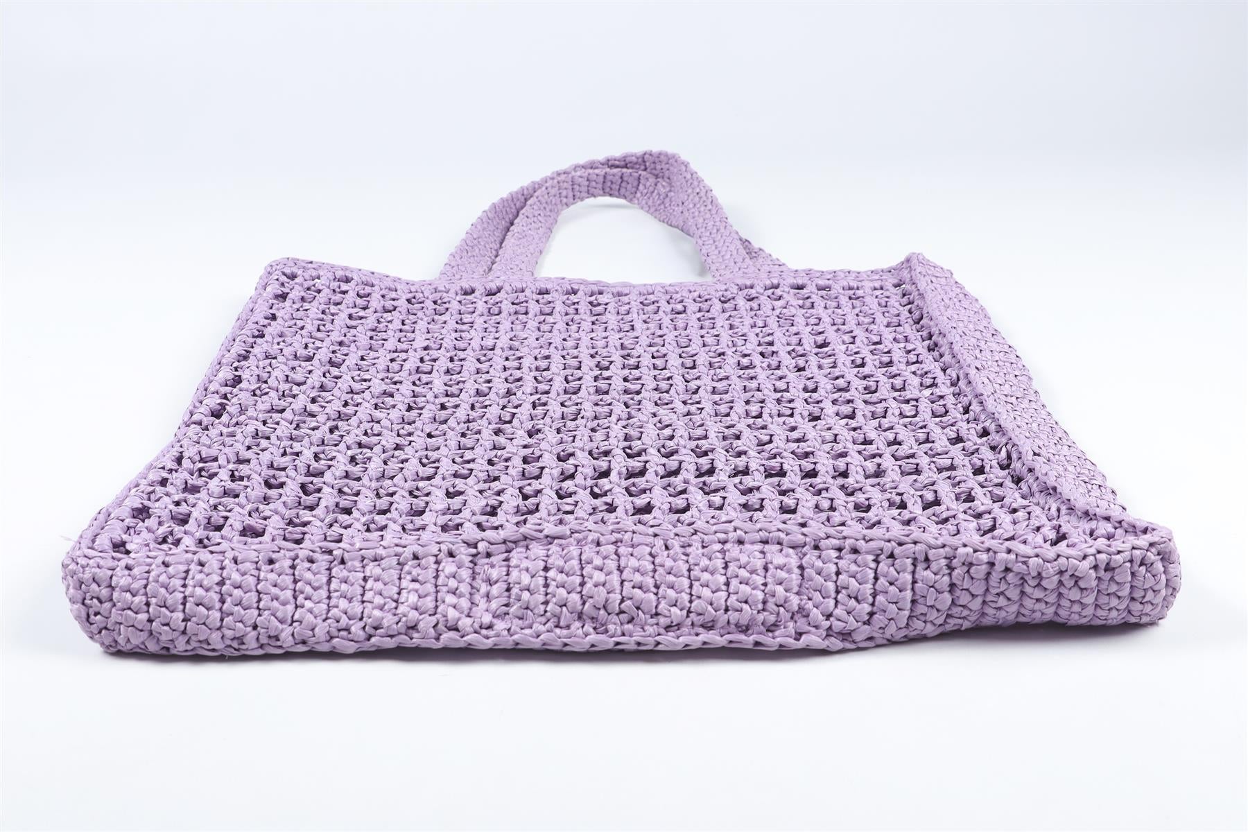 PRADA PURPLE RAFFIA TOTE BAG