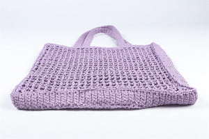 PRADA PURPLE RAFFIA TOTE BAG