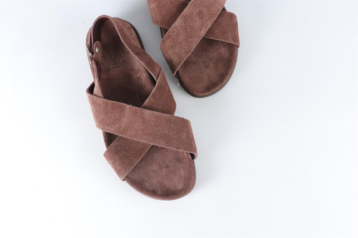 ANCIENT GREEK SANDALS BROWN SUEDE SANDALS EU 38 UK 5 US 8