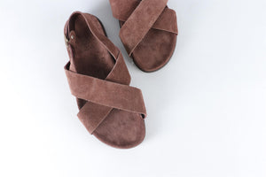 ANCIENT GREEK SANDALS BROWN SUEDE SANDALS EU 38 UK 5 US 8