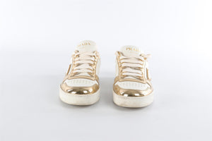 PRADA GOLD DOWNTOWN LEATHER SNEAKERS EU 38 UK 5 US 8