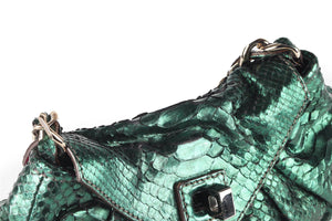 ZAGLIANI GREEN PYTHON SHOULDER BAG