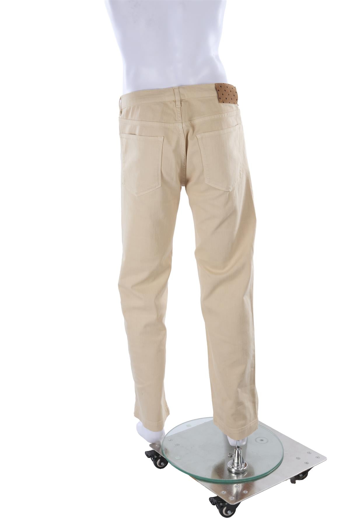 BEIGE MEN'S COTTON STRAIGHT LEG PANTS