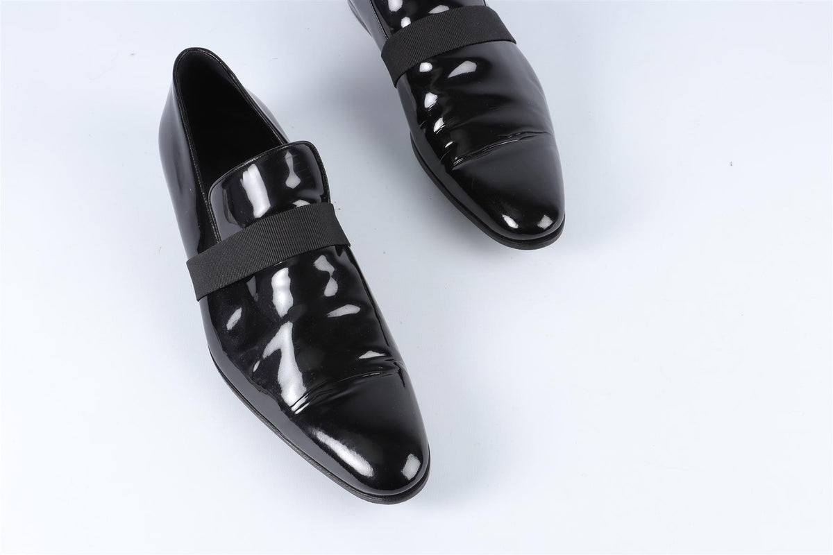 GUCCI BLACK MEN'S PATENT LEATHER LOAFERS UK 9 EU 43 US 10