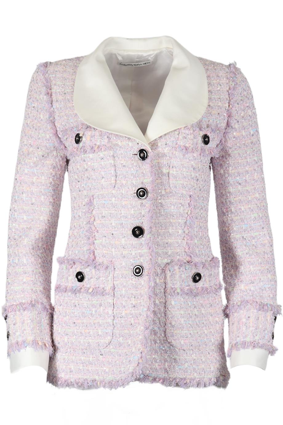 ALESSANDRA RICH TWEED COTTON BLEND BLAZER IT 42 UK 10