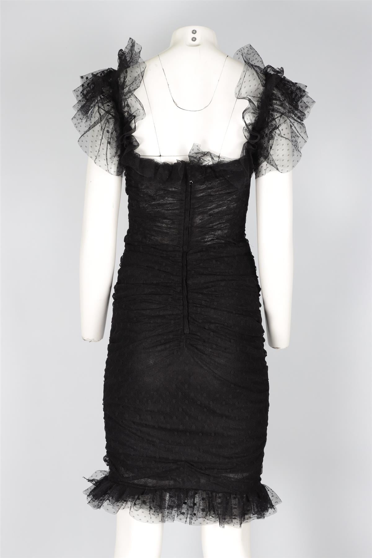 DOLCE & GABANNA BLACK TULLE MIDI DRESS IT 44 UK 12